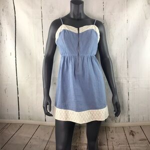 Petticoat Alley blue linen dress with lace